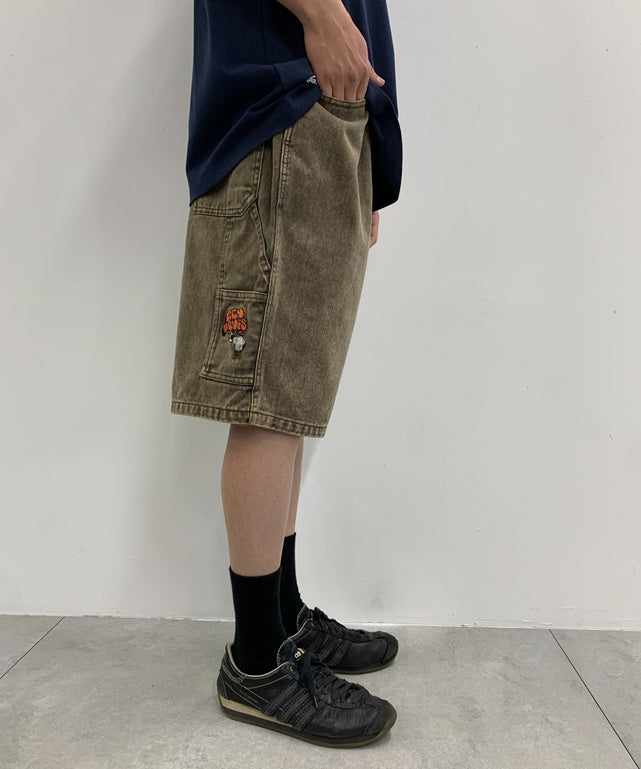 BENDAVIS ロゴ刺繍ワイドショーツ/ブラウン　モデル:175cm L着用
