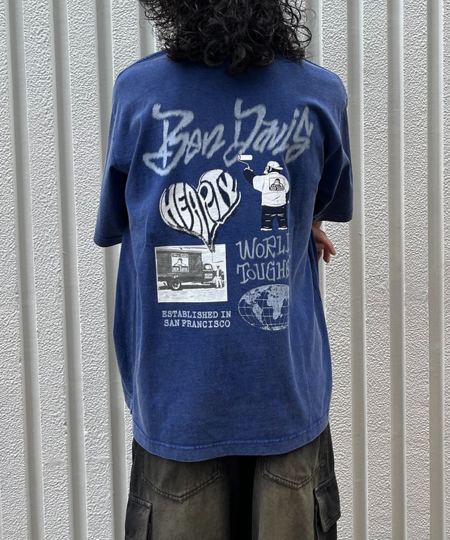 BENDAVISヴィンテージライクT（SS）/ブルー モデル:175cm Lサイズ着用