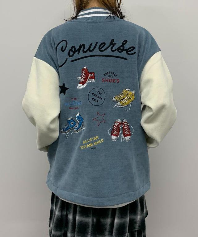 CONVERSE 裾ドロストモチーフスタジャン/サックス モデル:165cm Lサイズ着用
