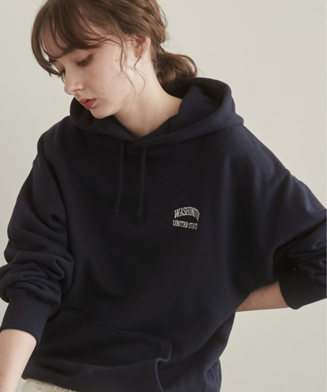 ワンポイント刺繍スウェットパーカー/ネイビー