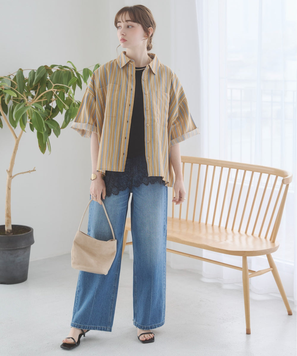 ワイドストレートデニムパンツ