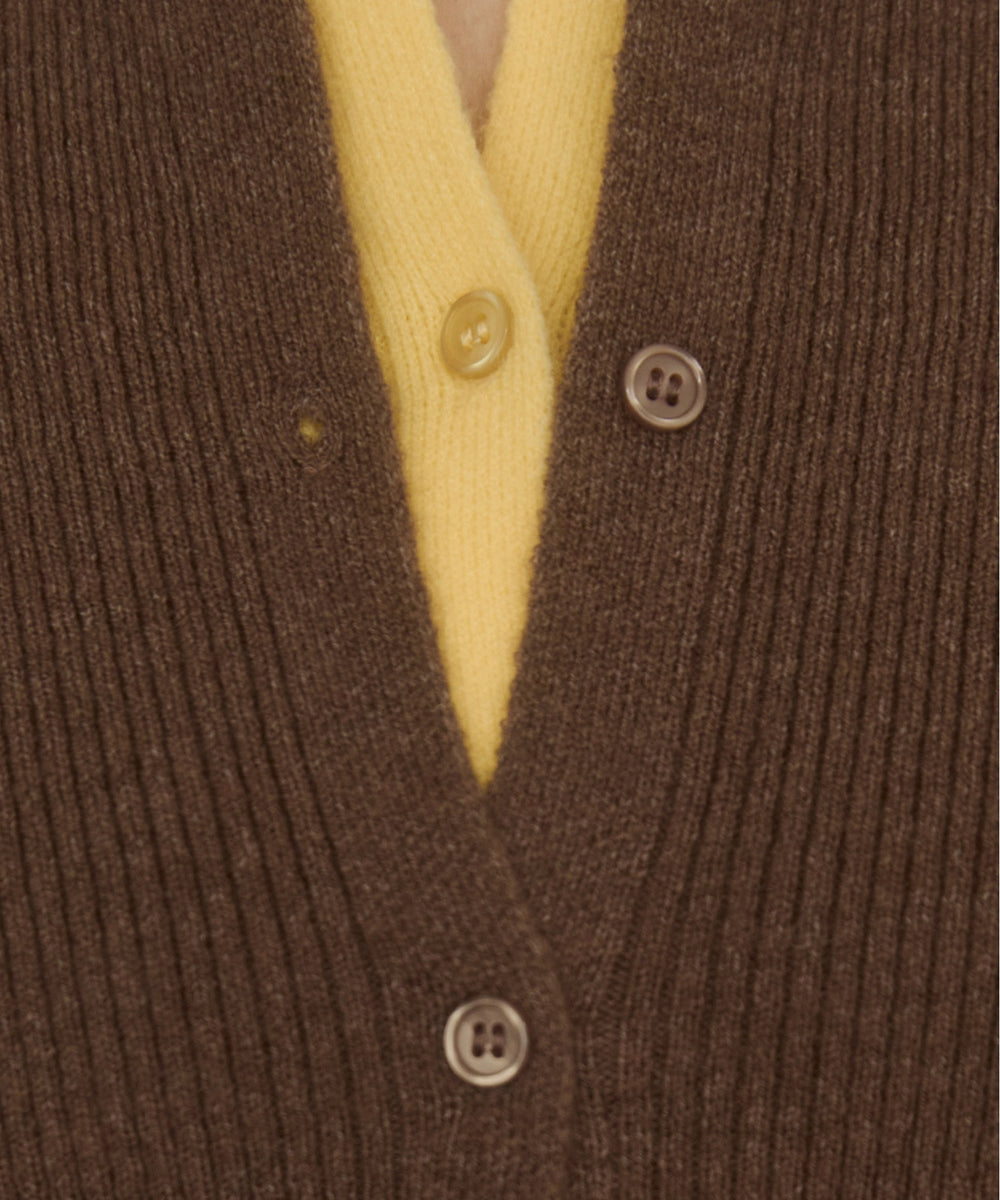 フェイクレイヤードカーディガン