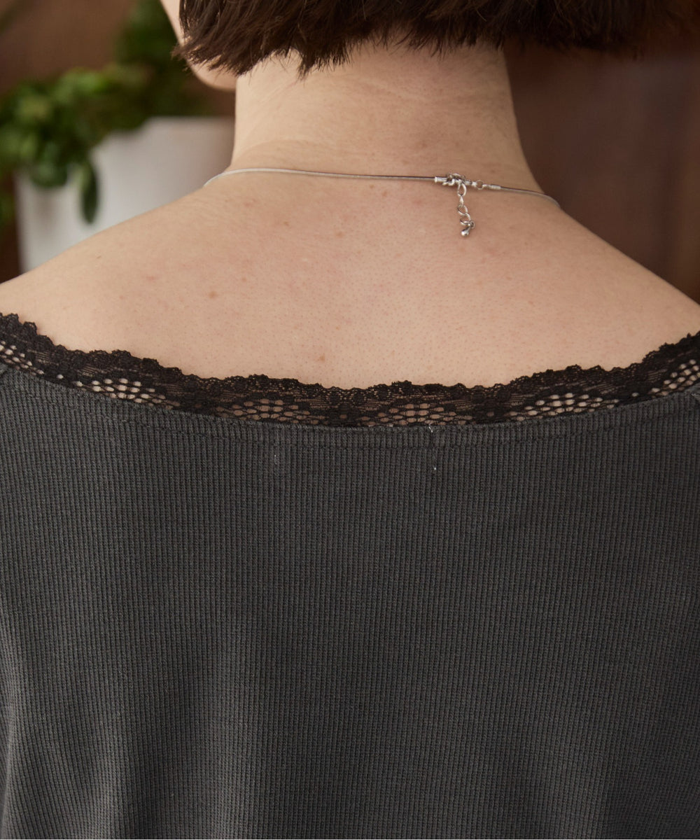 レーストリムボートネックカットソー