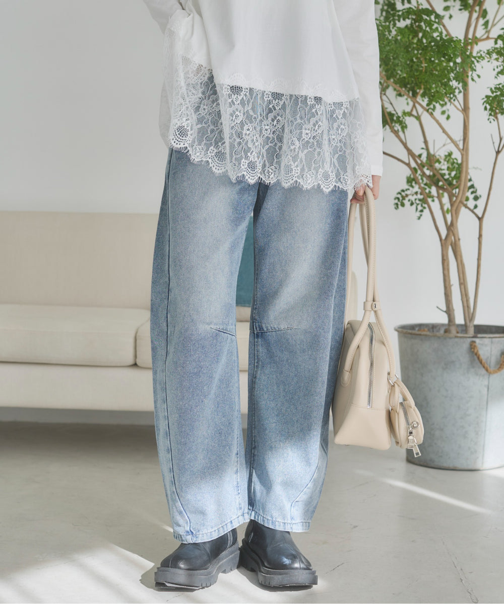 バレルレッグデニムパンツ