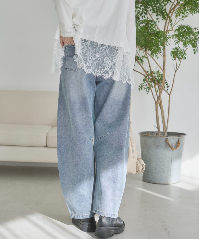 バレルレッグデニムパンツ