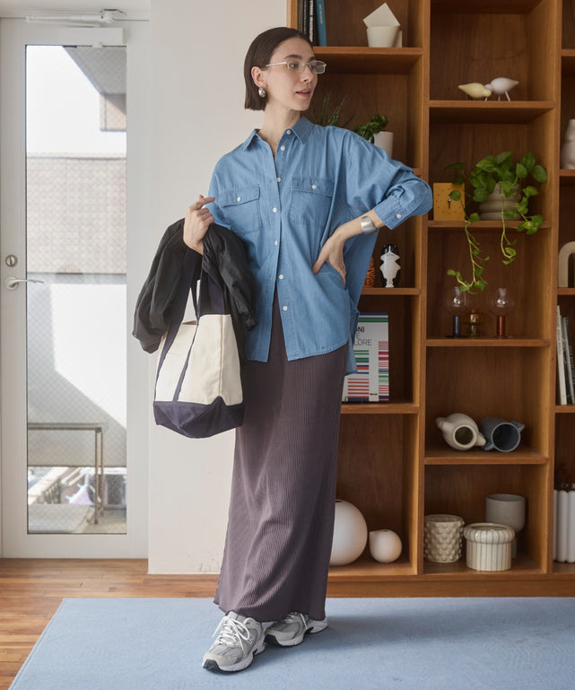 シアーデニムレギュラーカラーシャツ