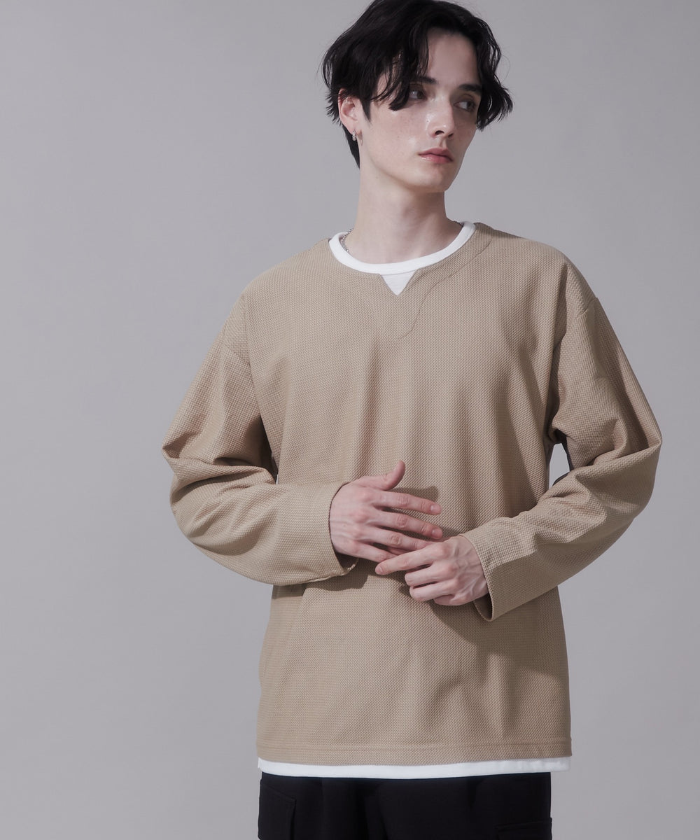 ベージュ　モデル180cm　L着用