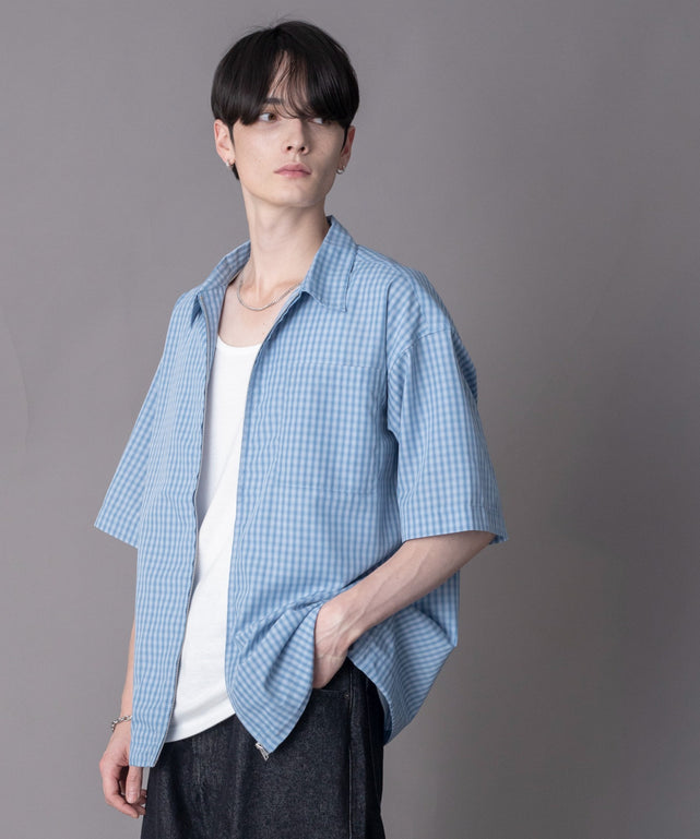ブルーチェック1 モデル：180cm L着用