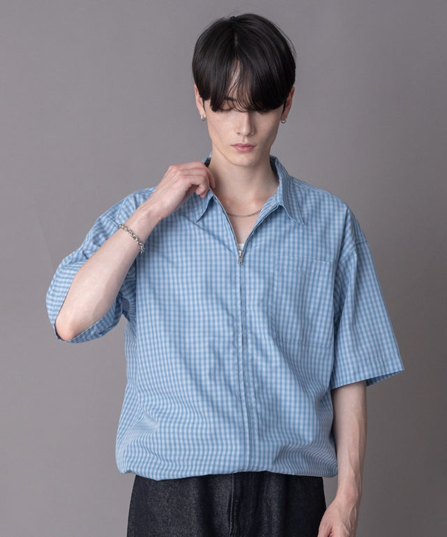 ブルーチェック1 モデル：180cm L着用