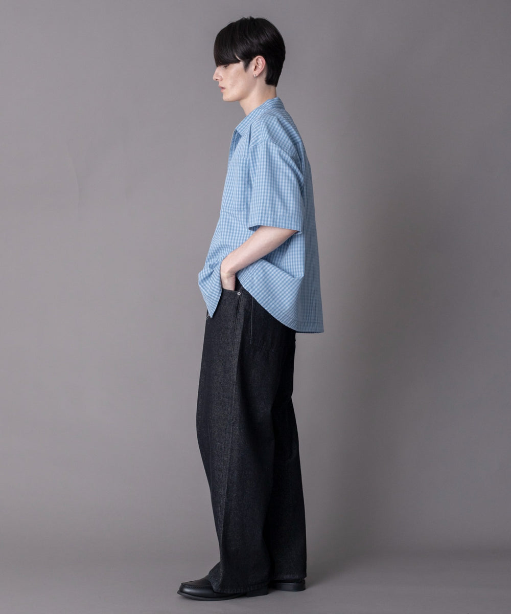 ブルーチェック1 モデル：180cm L着用