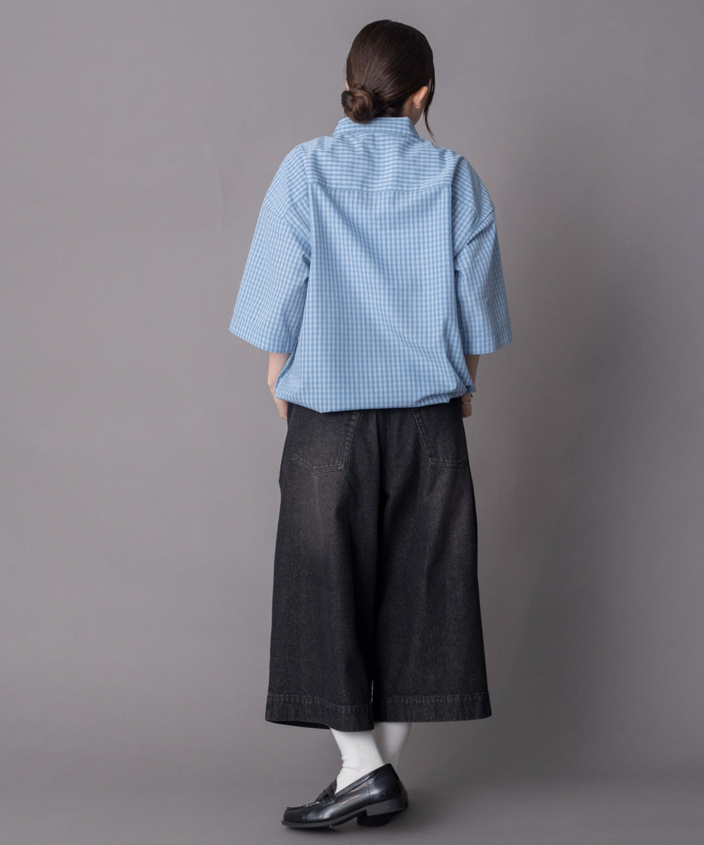 ブルーチェック1 モデル：162cm M着用