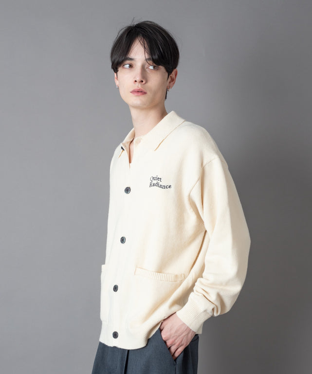 ワンポイントニットシャツ（LS）/オフホワイト モデル：180cm L着用
