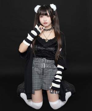 ブラックチェック モデル:150cm F着用