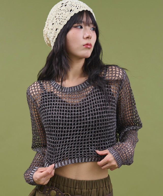 メランジメッシュPO/ブラウン モデル：160cm F着用