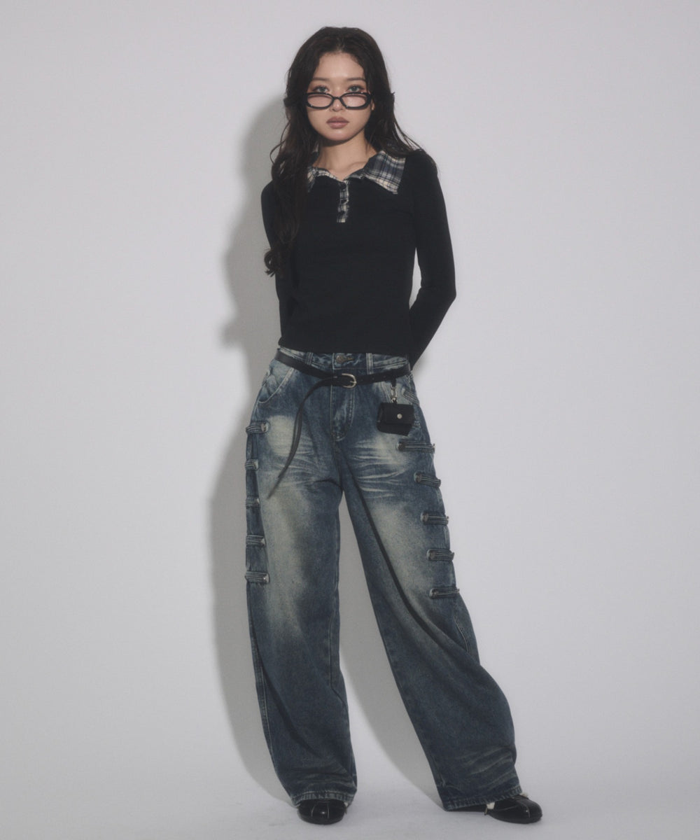 デニム中濃 モデル：163cm S着用