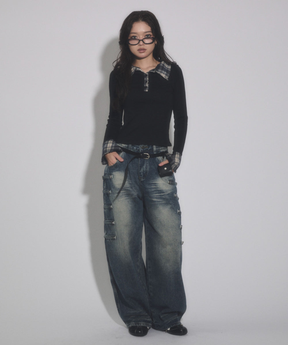 デニム中濃 モデル：163cm S着用