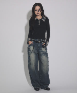 デニム中濃 モデル：163cm S着用