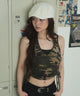 ホルターネックデザインレイヤードキャミ/柄1 モデル：163cm F着用