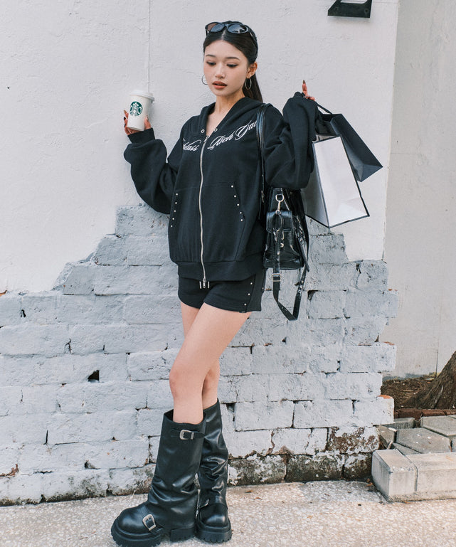 スタッズグラフィックZIPパーカー