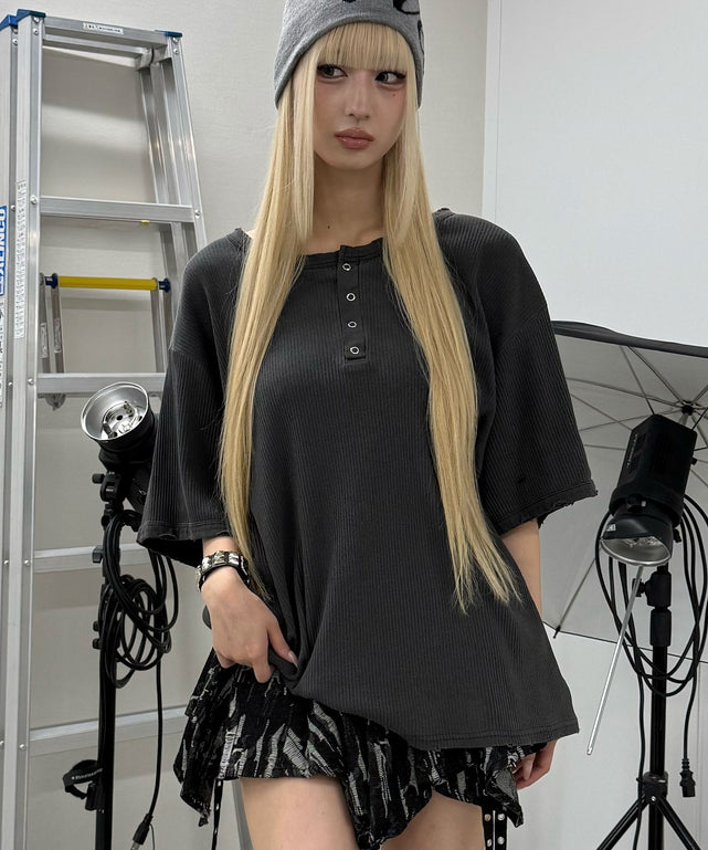 ダメージヘンリーT/スミクロ モデル：167㎝ FREE着用