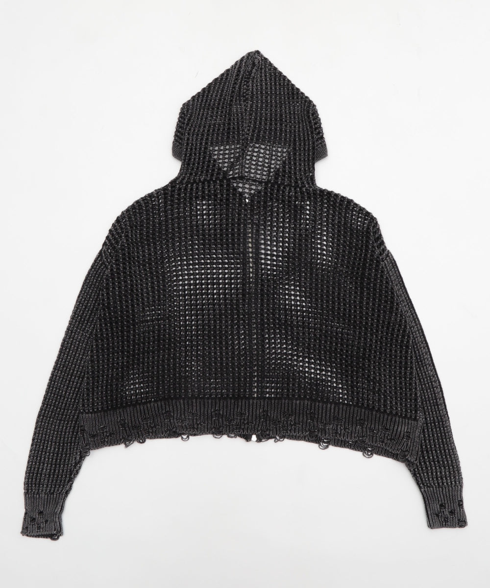 ブロックメッシュニットZIPパーカー