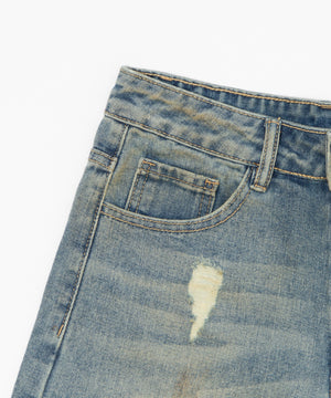 ダーティデニムハーフパンツ