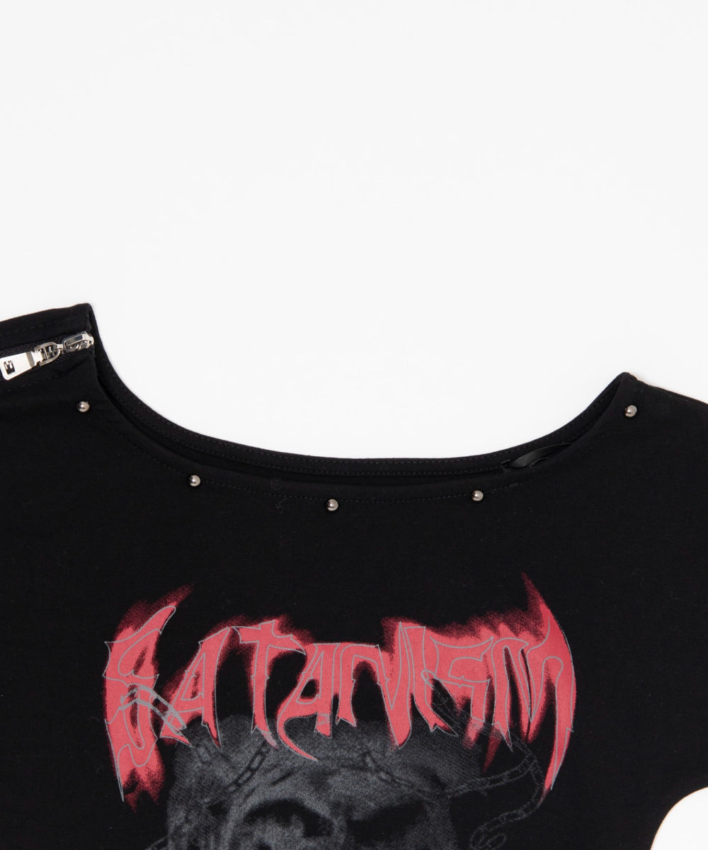 アシメオフショルバンTシャツ