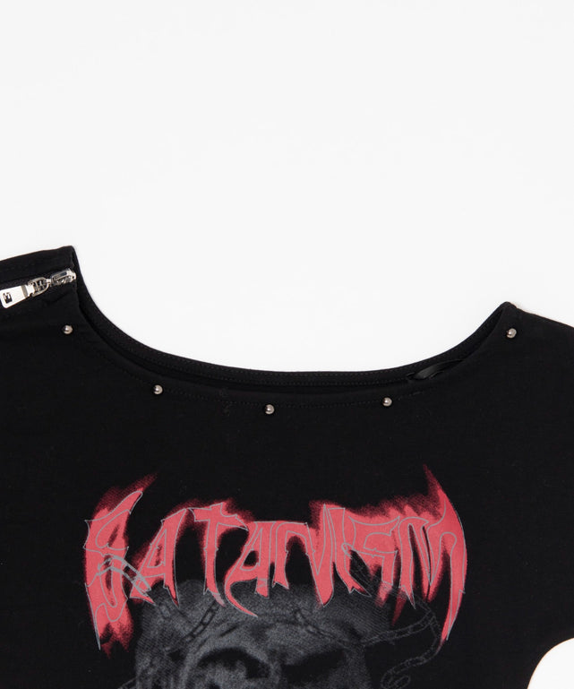 アシメオフショルバンTシャツ