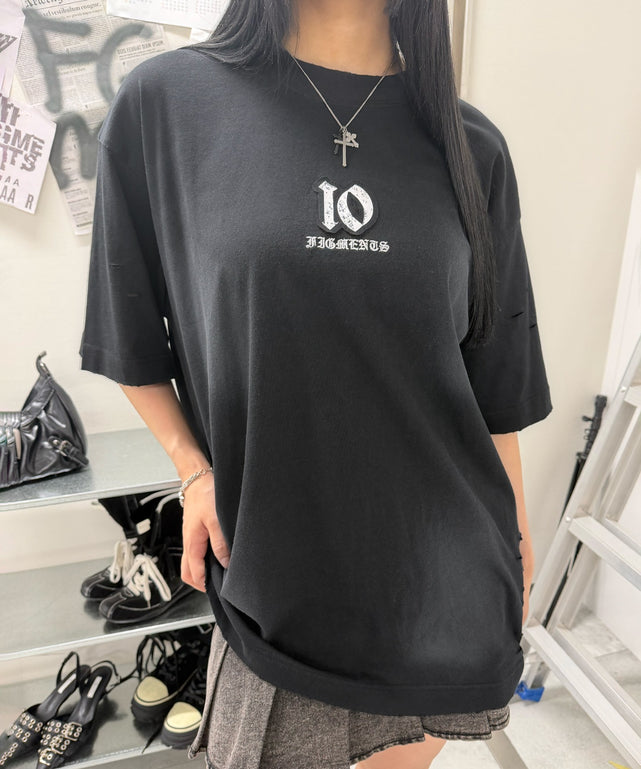 フェードワンポイントビッグTシャツ/ブラック モデル:168cm F着用