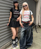 オープンネックスタッズロゴTシャツ