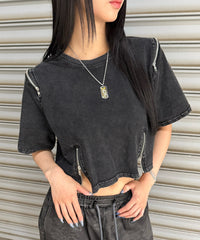ジップデザインTシャツ