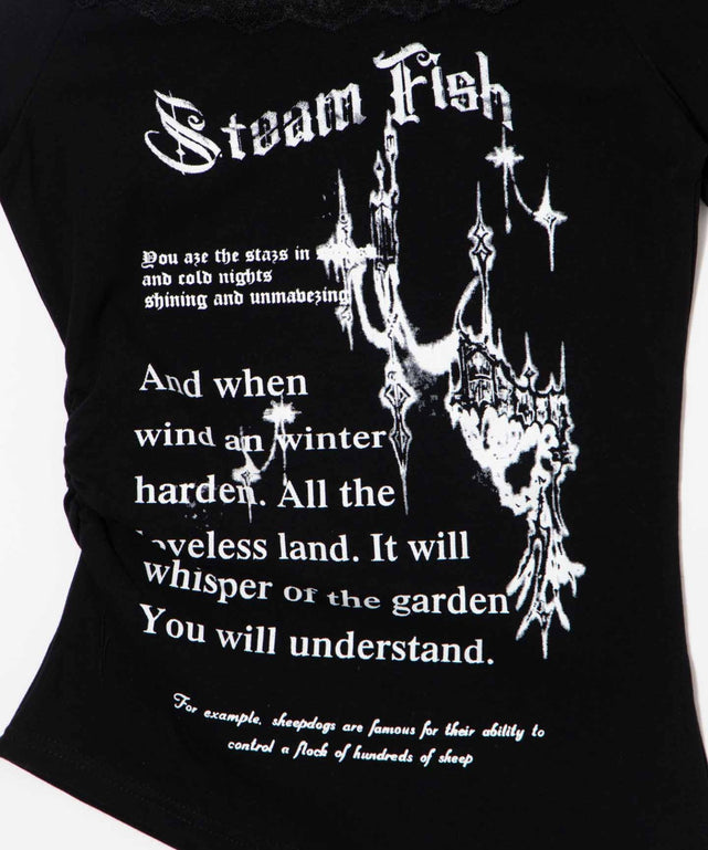 オフショルレースロゴTシャツ