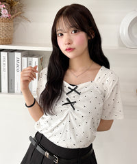 ダブルリボンドットTシャツ