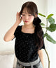 ダブルリボンドットTシャツ/ブラック モデル：155cm F着用