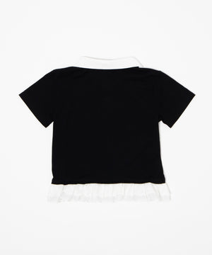 レースヘムワンポイント襟付きTシャツ