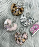 ファーハートビーズチャームキーホルダー