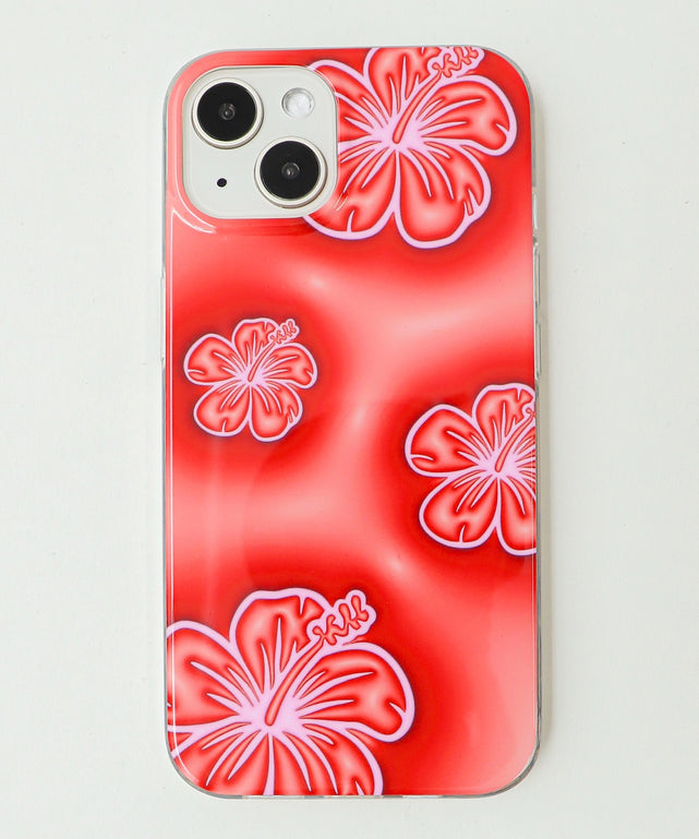 ハイビスカスiphoneケース（レッド）/iPhone13/14（柄1）