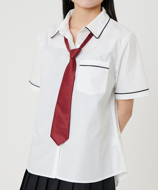 スクールパイピングシャツS／S/ホワイト モデル:155cm F着用