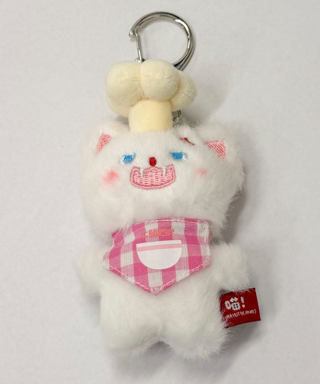 パティシエ怒りねこぬいぐるみキーホルダー/ホワイト