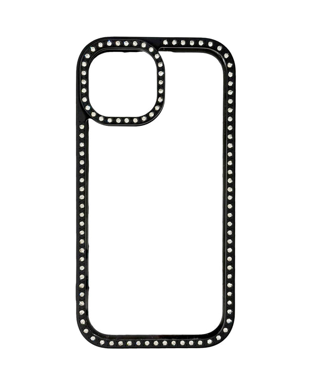 両面ビジューフレームiphoneケース(ブラック)/柄1:iphone15