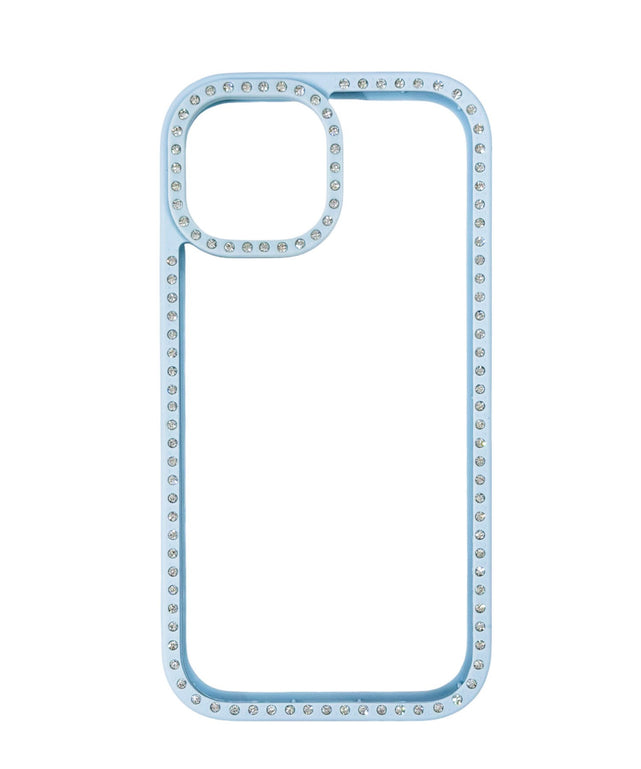 両面ビジューフレームiphoneケース(ブルー)/柄1:iphone15