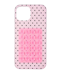 ラメ吸盤付きドットiphoneケース(ピンク)