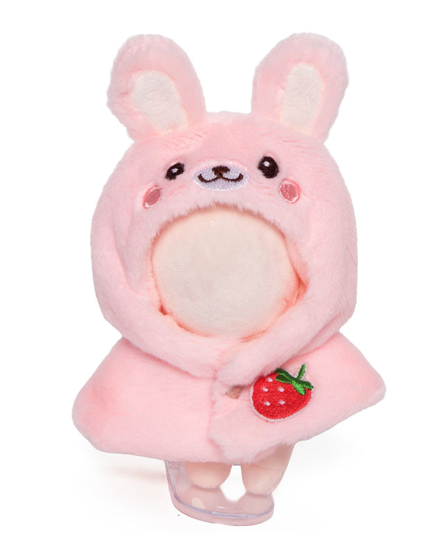 ぬいワッペン付きアニマルケープ10cm/柄1ピンクウサギ