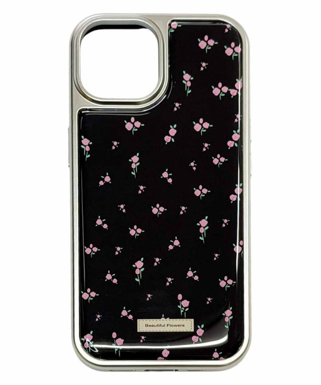 ベイビーフラワーiphoneケース(ブラック)/柄1:iphone15