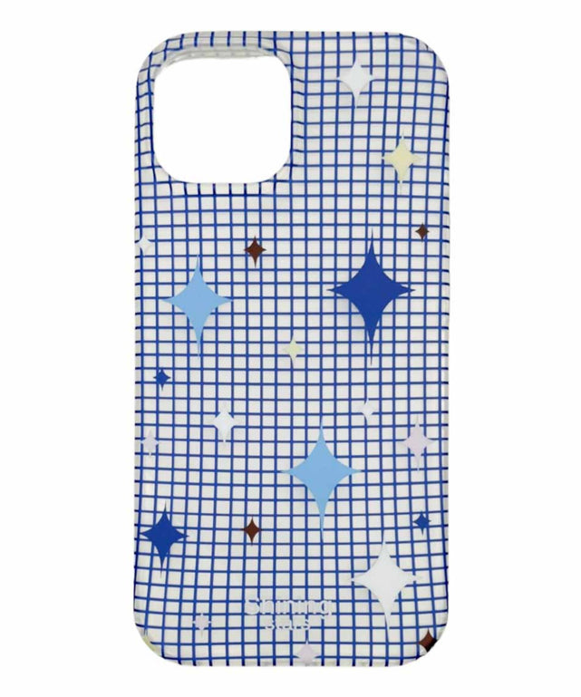 カラーチェックキラキラiphoneケース(ブルー)/柄1:iphone15