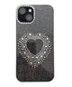 ハートビジューラメiphoneケース（ブラック）/柄２(iPhone１４)