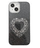 ハートビジューラメiphoneケース（ブラック）/柄３(iPhone１５)