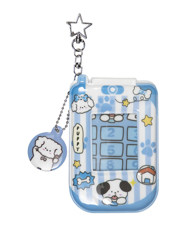 チャーム付きゆるアニマルガラケーカードホルダーキーホルダー/ブルー