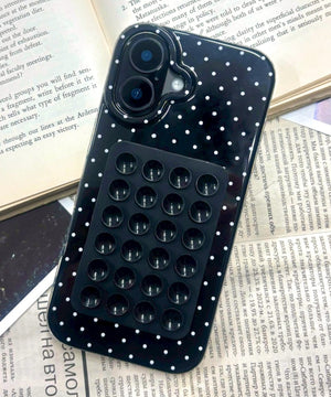 吸盤付きドットiphoneケース（ブラック）