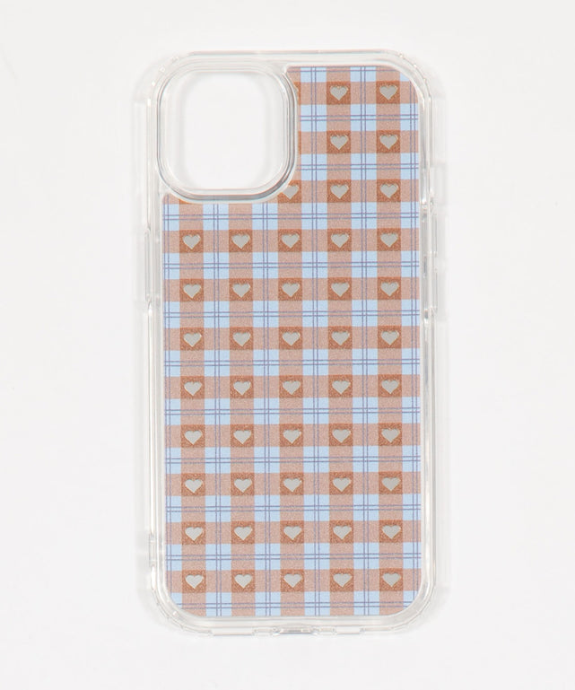 チェックミラーiphoneケース（ブラウンソノタ）/柄1:iphone15